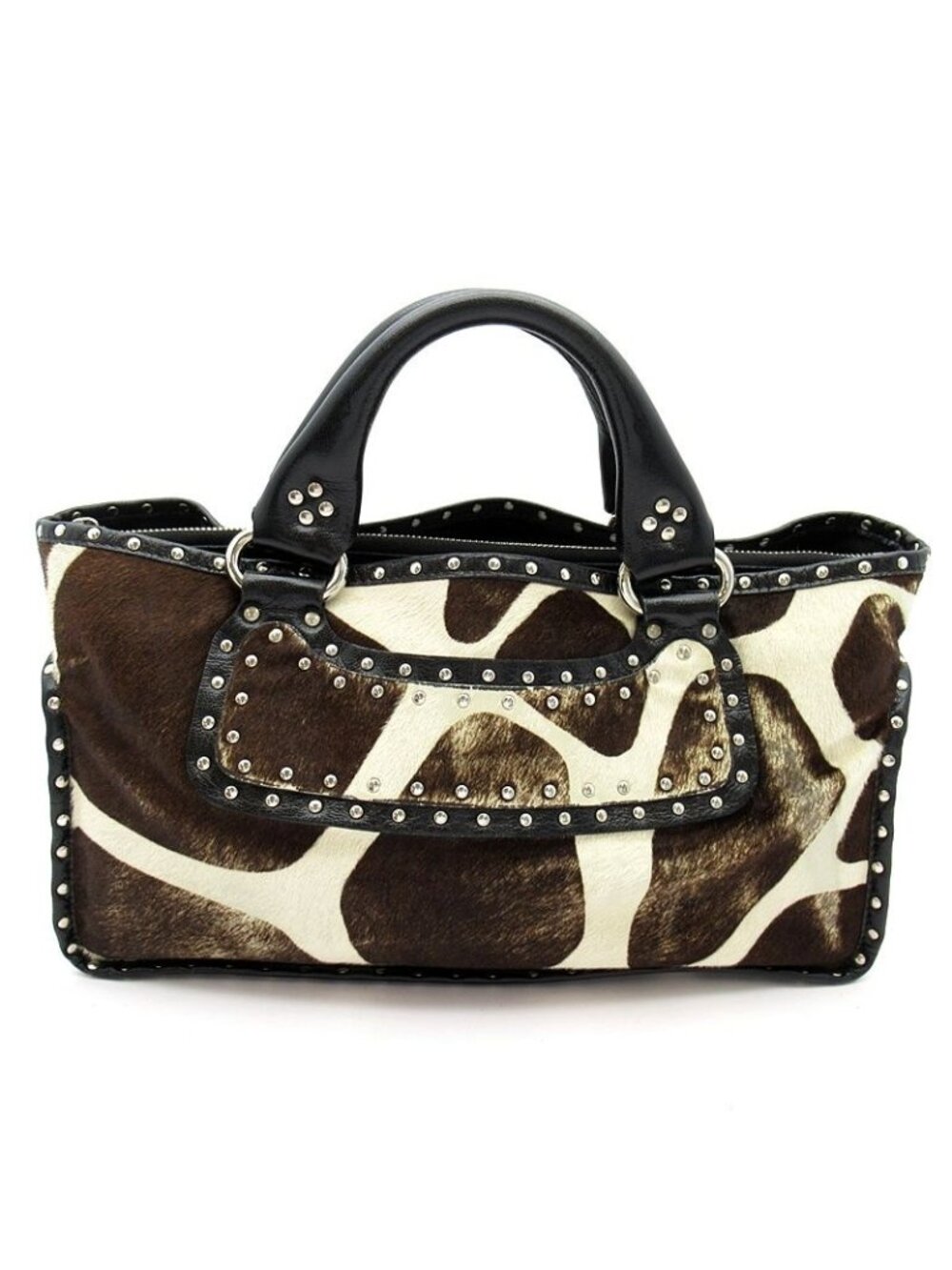 Celine Boogie Bag Calf Hair Leather Handbag Brown
